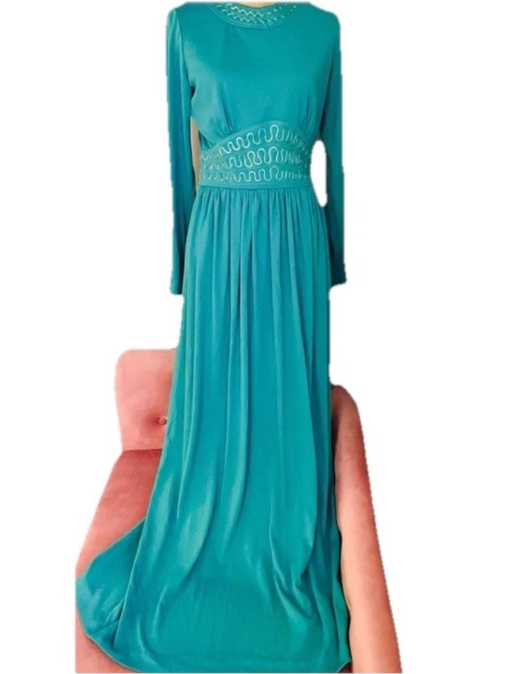 Vintage 1960s NWT Deadstock Mary Mason Teal Maxi Dress 12